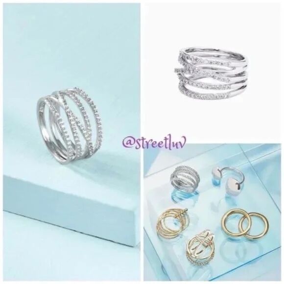 Stella & Dot Stellar Pavé Ring Silver ~ Size 5 NWT - Picture 4 of 6